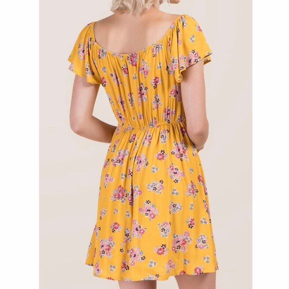 Francesca’s Yellow Floral Button Down Dress - Picture 3 of 7